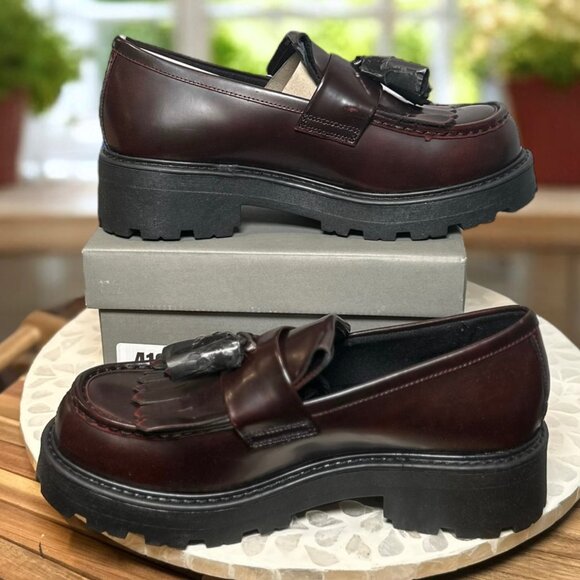 Vagabond Shoemakers Cosmo 2.0 Leather Tassel Lug Loafer Dark Bordo Women EU 40 - Picture 10 of 16